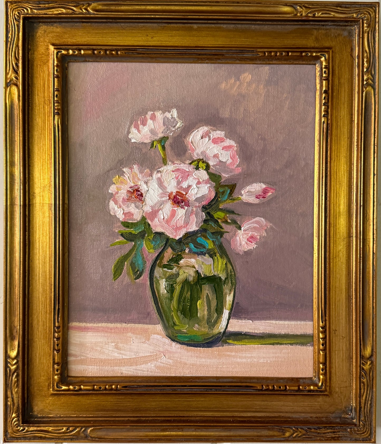 Pink Peonies in Glass Vase