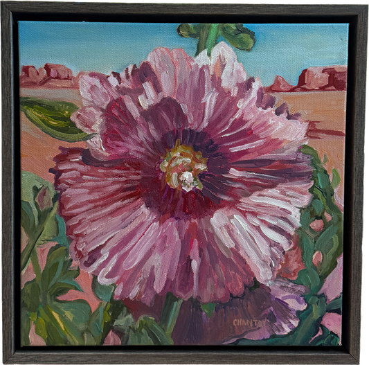 Hollyhocks - 12x12 inches