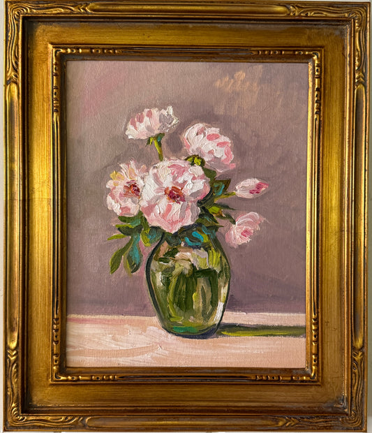Pink Peonies in Glass Vase